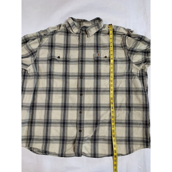Carhartt Shacket Mens 3XL White Gray Original Fit Rugged Plaid Flannel Workwear - Picture 10 of 10